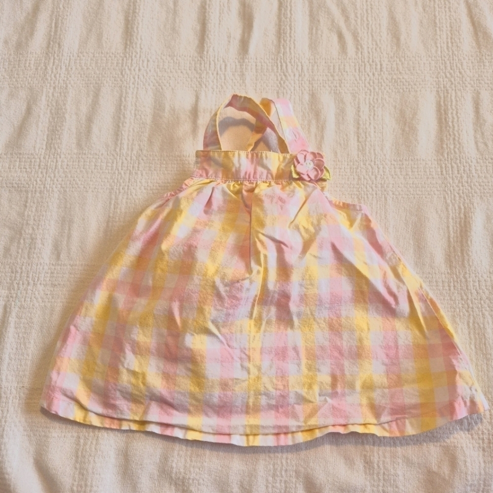 Gymboree girls size 0-3 months pink yellow & white corsage dress VGUC